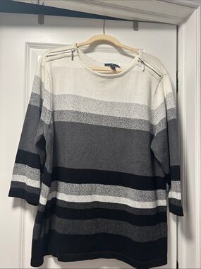 Karen Scott Woman Cream Knit Sweater 2x